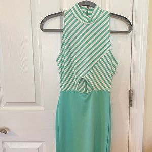 High neck bodycon mint dress